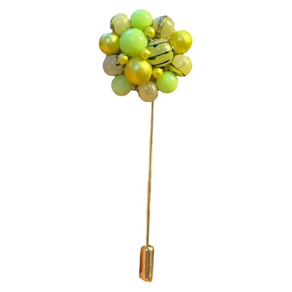Lime Green & Yellow Bead Cluster Stick Pin Handmade from Single Vintage Earring